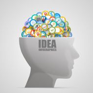 Head with icons in the brain