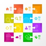 Square menu icons for infographic