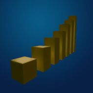 Growth chart in 3d on blue background