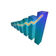 Growth chart and arrow in 3d