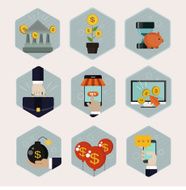 Financial business icons set in flat style