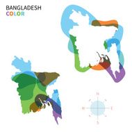 Abstract vector color map of Bangladesh with transparent paint effect