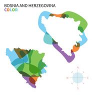 Abstract vector color map of Bosnia and Herzegovina with transparent