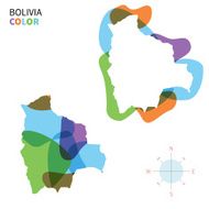 Abstract vector color map of Bolivia with transparent paint effect