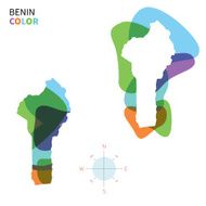 Abstract vector color map of Benin with transparent paint effect