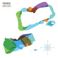 Abstract vector color map of Yemen with transparent paint effect