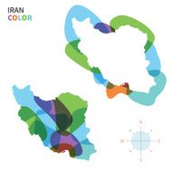 Abstract vector color map Iran of with transparent paint effect