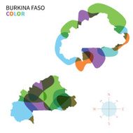 Abstract vector color map of Burkina Faso with transparent paint