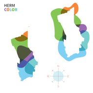 Abstract vector color map of Herm with transparent paint effect