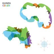 Abstract vector color map of Guinea with transparent paint effect