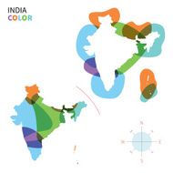 Abstract vector color map of India with transparent paint effect