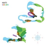 Abstract vector color map of Haiti with transparent paint effect