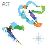 Abstract vector color map of Croatia with transparent paint effect