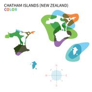 Abstract vector color map of Chatham Islands with transparent paint