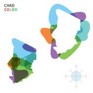 Abstract vector color map of Chad with transparent paint effect