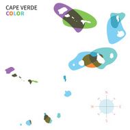 Abstract vector color map of Cape Verde with transparent paint