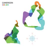Abstract vector color map of Cameroon with transparent paint effect