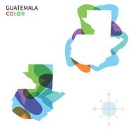 Abstract vector color map of Guatemala with transparent paint effect