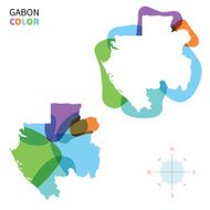 Abstract vector color map of Gabon with transparent paint effect
