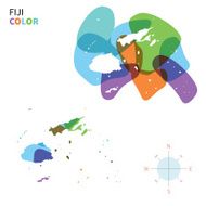 Abstract vector color map of Fiji with transparent paint effect