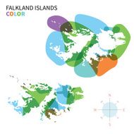Abstract vector color map of Falkland Islands with transparent paint
