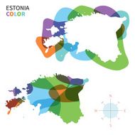 Abstract vector color map of Estonia with transparent paint effect