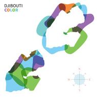 Abstract vector color map of Djibouti with transparent paint effect