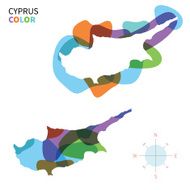 Abstract vector color map of Cyprus with transparent paint effect