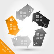 five orange infographic arrows in pentagon