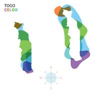 Abstract vector color map of Togo with transparent paint effect