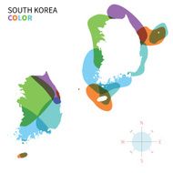 Abstract vector color map of South Korea with transparent paint
