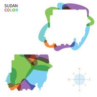 Abstract vector color map of Sudan with transparent paint effect