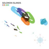 Abstract vector color map of Solomon Islands with transparent paint