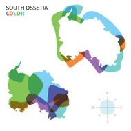 Abstract vector color map of South Ossetia with transparent paint