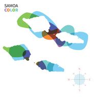Abstract vector color map of Samoa with transparent paint effect
