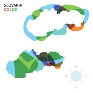 Abstract vector color map of Slovakia with transparent paint effect