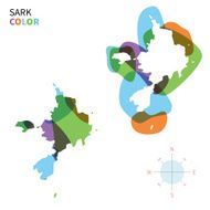 Abstract vector color map of Sark with transparent paint effect
