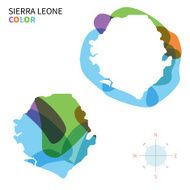 Abstract vector color map of Sierra Leone with transparent paint