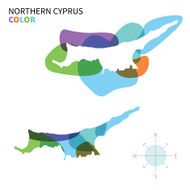 Abstract vector color map of Northern Cyprus with transparent paint