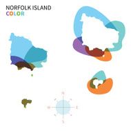 Abstract vector color map of Norfolk Island with transparent paint