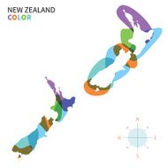 Abstract vector color map of New Zealand with transparent paint