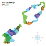 Abstract vector color map of North Korea with transparent paint