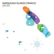 Abstract vector color map of Marquesas Islands with transparent paint