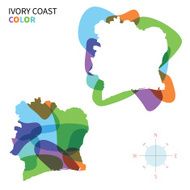 Abstract vector color map of Ivory Coast with transparent paint