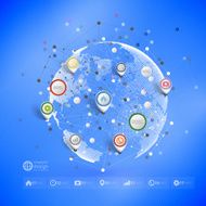 Infographic network with pointer marks for business template vector