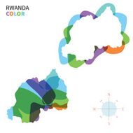 Abstract vector color map of Rwanda with transparent paint effect