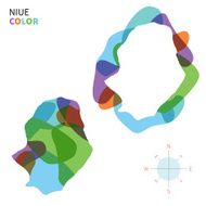 Abstract vector color map of Niue with transparent paint effect