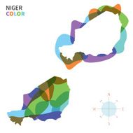 Abstract vector color map of Niger with transparent paint effect