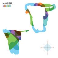 Abstract vector color map of Namibia with transparent paint effect