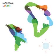 Abstract vector color map of Moldova with transparent paint effect